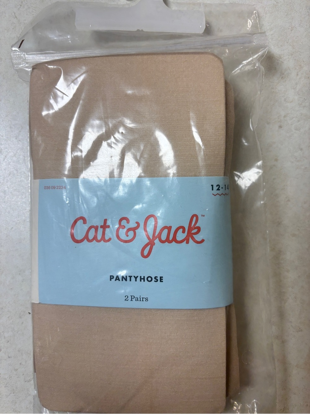 Cat & Jack girls size 12-14 Nude/Tan Girls' Pantyhose - 2 Pairs